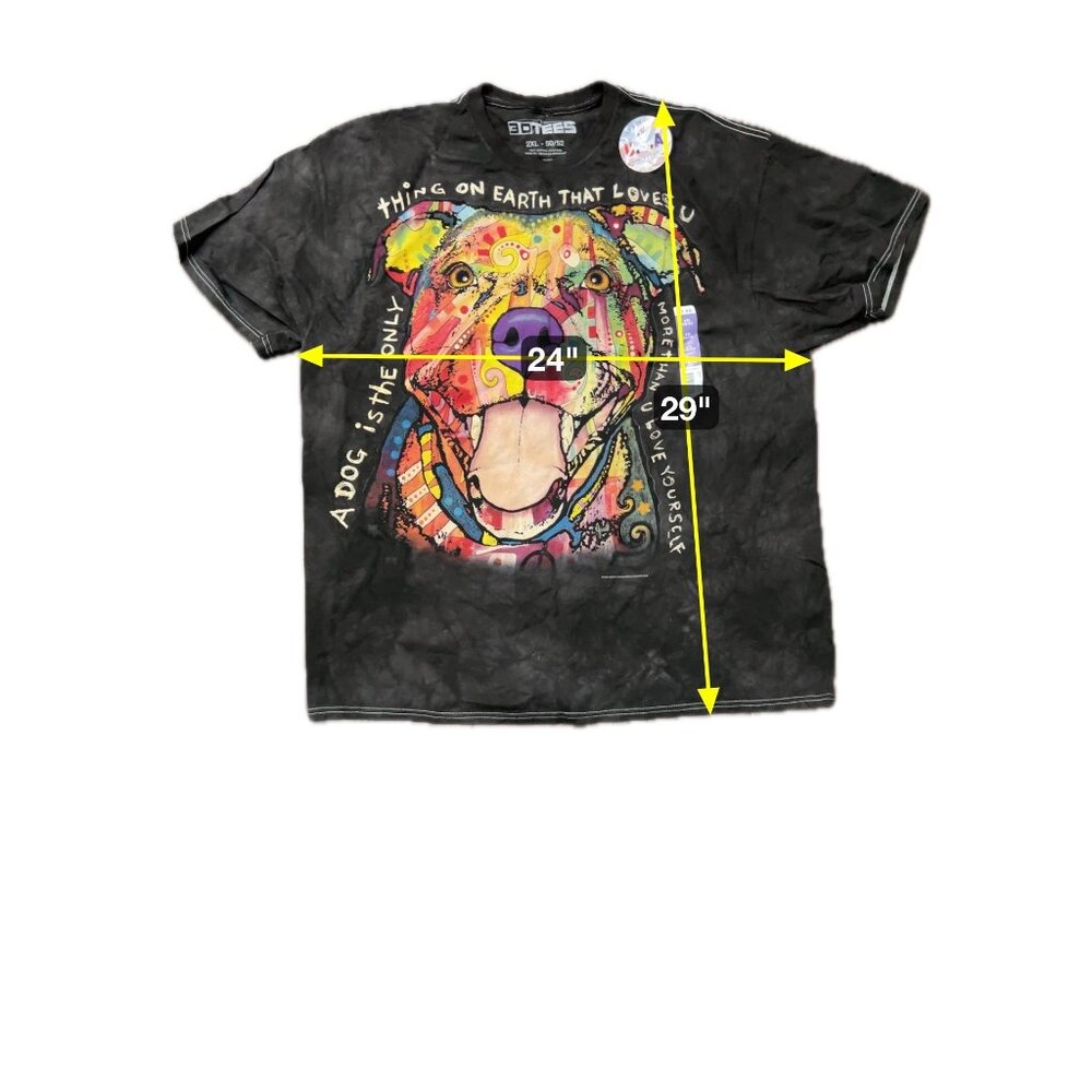 Colorful Dog Graphic T-Shirt NWT 3D Tees Cotton Sz 2XL - Picture 7 of 8